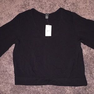 Rue 21 black long sleeve cropped blouse.
